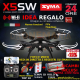Drone SYMA X5SW FPV HEADLESS CAMERA HD real time WiFi 2 BATTERIE + RICAMBI