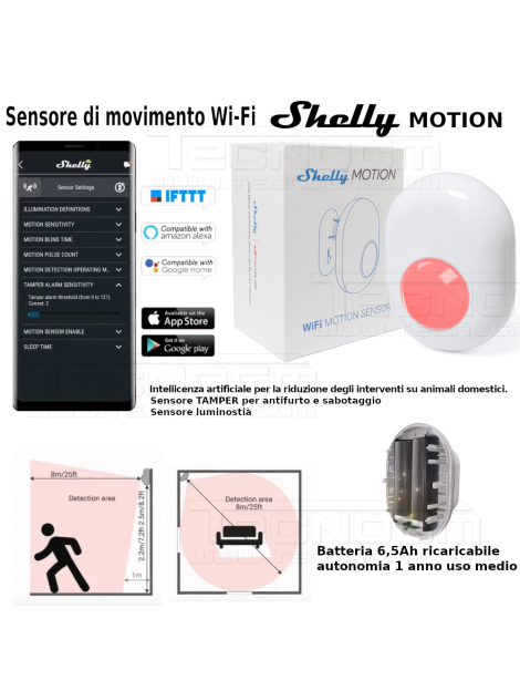 SHELLY MOTION Interruttore WiFI rgb professionale DOMOTICA Per iOS Android ALEXA