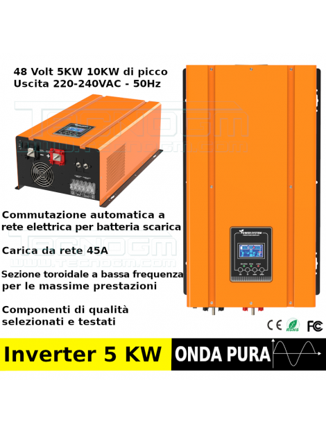 Inverter 48V 5kW 10kW picco bassa frequenza toroidale carica batterie fino a 45A