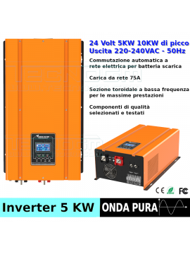 Inverter 24V 5kW 10kW picco toroidale carica batterie fino a 75A