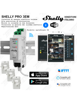 Shelly PRO 3EM Misuratore consumi professionale FOTOVOLTAICO trifase WiFi
