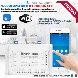 Centrale domotica sonoff 4 canali contatti puliti installazione DIN