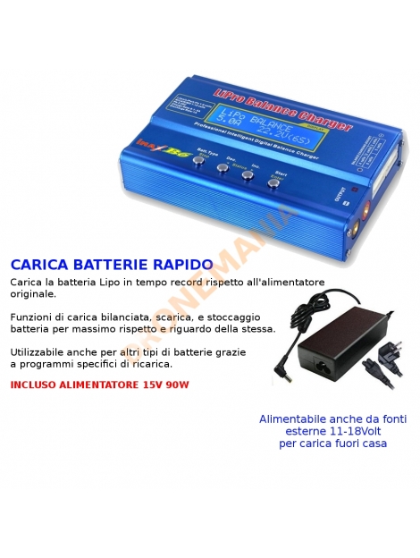 Caricatore Veloce Lipo Imax b6 alimentatore caricabatterie drone 6A
