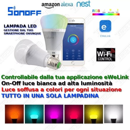 Domotica lampada LED Sonoff B1 WiFi gestione da APP sullo smartphone