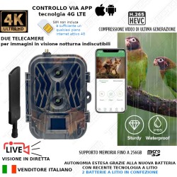 Camera 2 obiettivi visione notturna 4G invio scatti su APP