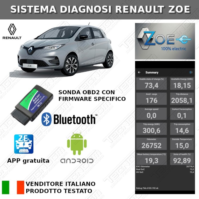 Diagnosi Renault Zoe elettrica fai da te per Smartphone Diagnosi Renault Zoe elettrica fai da te per Smartphone