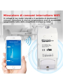 Domotica misuratore consumi Watt meter interruttore WiFi gestione da APP ovunque via Internet